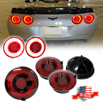 #ad For 2005 2013 Chevrolet Corvette C6 LED Red Halo Ring Rear Brake Tail Lights 4PC $199.99