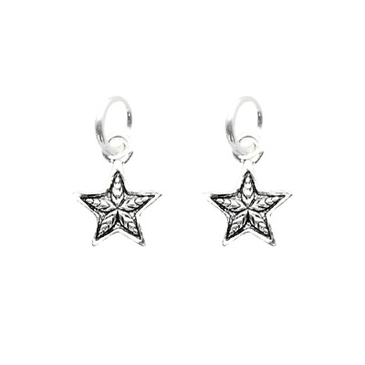 #ad 2 Sterling Silver Retro Small Starfish Star Charms Pendants $9.25