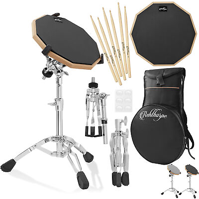 #ad 12quot; Practice Pad Drum Set with Snare Stand Carrying Bag Drumsticks $52.99