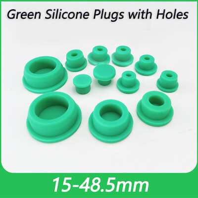 #ad Silicone Rubber Plug Dust Seal Plug With Hole 15 48.5mm Impact Resistant Green $1.63