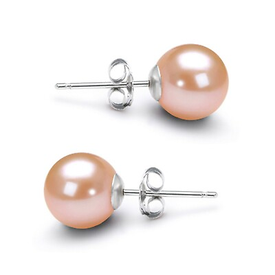 #ad 5 10mm AAAA Japanese Pink Pearl Earrings Stud Pearl Earrings 14K Gold Settings $219.99