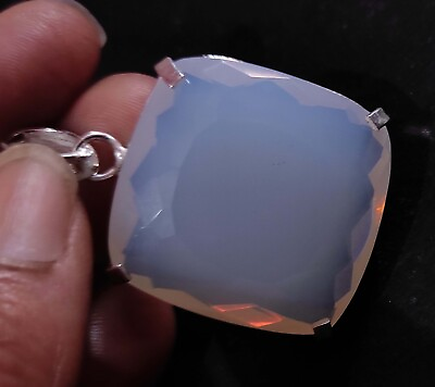 #ad 95Ct Natural Opal 925 Solid Silver Pendant CushionCut Certified LooseGemstone $49.90