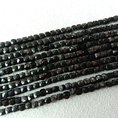 #ad Natural Black Spinel 4mm Beads Square Cube Genuine Black Gemstone 16quot; Strand $15.00