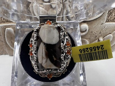 #ad Large Agate Gemstone Sterling Silver 925 STS Karis Stunning Unique Ring Sz 9 $125.00