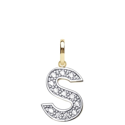 #ad INITIAL S 9CT GOLD PENDANT CZ CUBIC ZIRCONIA ANY NAME LETTER INITIAL GBP 99.00