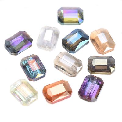 #ad Rectangle Crystal Glass Beads Faceted Loose Bead Craft Jewelry Making Charm 10Pc $10.59