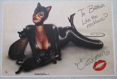#ad NATHAN SZERDY HAND SIGNED 12X18 ART PRINT CATWOMAN LIKE THE NECKLACE PIN UP NEW $29.95
