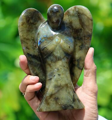 #ad Green Labradorite Crystal Gemstone Angel Statue Figurine Sculpture Decor 910g $207.15