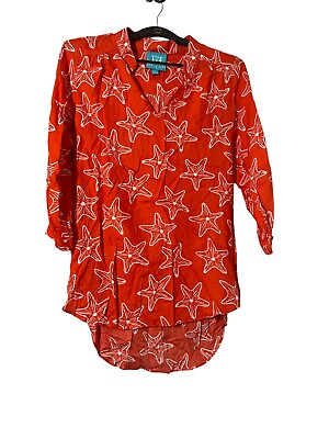 #ad Escapada Womens small Starfish Print orange Tunic Top coastal $22.99