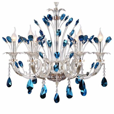 #ad Luxury Mediterranean Style Chandelier Peacock Blue Diamond Crystal Ceiling Light $169.99