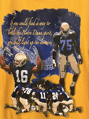 #ad 2005 “The Spirit Lives” Notre Dame Irish Football Men#x27;s Medium Yellow Tee Shirt $16.95