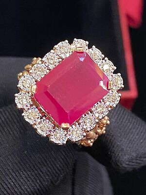 #ad 8.50 Cts Round Brilliant Cut Natural Diamonds Ruby Cocktail Ring In 14K Gold $4077.44