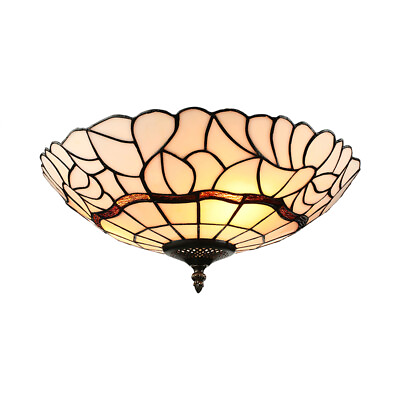 #ad Modern Tiffany Style Hollow Out Bottom Floral Pattern Flush Mount Ceiling Light $149.00