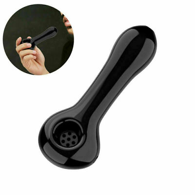 Black Mini Glass Pipe 7Hole Glass Spoon Pipes Tobacco Smoking Pipe Bowl Odorless $12.99
