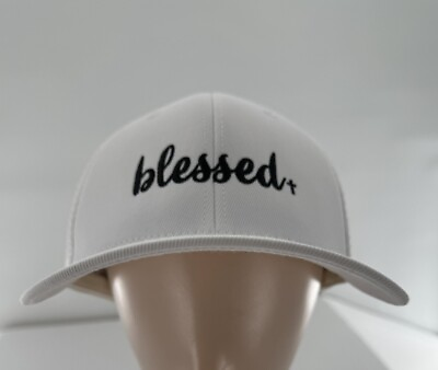 #ad Flexfit Hat Cap Trucker Size L XL Blessed Cross Christian Jesus Unisex White $24.49