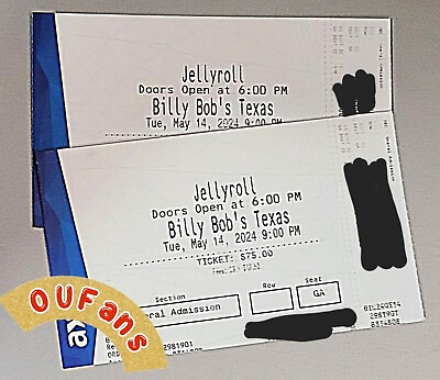 #ad Two GA Jelly Roll Tickets 5 14 24 Billy Bobs Texas SOLD OUT Show In Hand Free SH $450.00