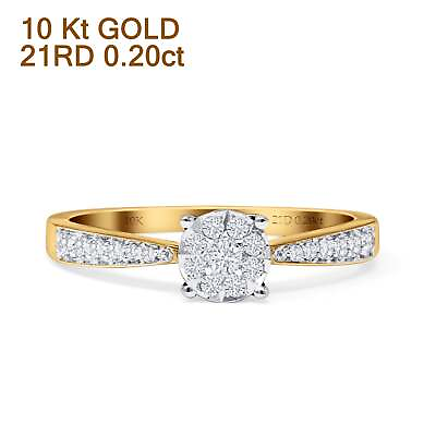#ad Halo Round Cluster Diamond Wedding Ring 10K Gold 0.20ct $260.99