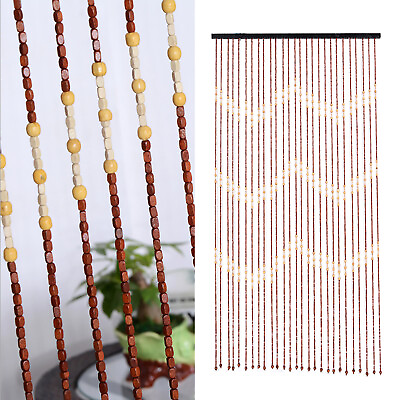 #ad Bamboo Bead Door Curtain String Beaded Wooden Curtain Doorway Hanging Curtain $25.65