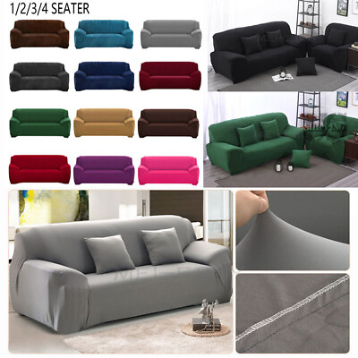 #ad #ad Stretch Sofa Covers Couch Chair 1 2 3 4 Seater Elastic Slipcover Protector Cover $21.14
