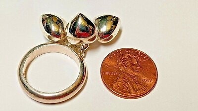 #ad PUFFY HEARTS RING 3 HEARTS STERLING SILVER ABOUT SIZE 6 3 4 STAMPED MEXICO 925 $37.96