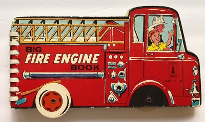 #ad Virginia Brody BIG FIRE ENGINE BOOK 1958 Shape book moveable wheels $6.25