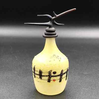 #ad Egyptian Hand Blown Perfume Bottle Signed Rozline 2007 Yellow Black $39.99