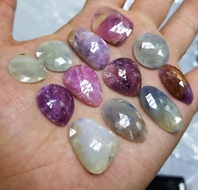 #ad Natural Rose Faceted mix color fancy sapphire cabochons lot 27 grams and 12 Pcs $150.00
