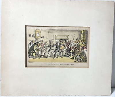 #ad Dr. Syntax Present at a Coffee House Quarrel at Bath Rowlandson Print 1820 $57.95