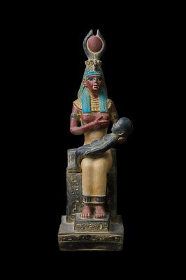 #ad UNIQUE ANTIQUE ANCIENT EGYPTIAN Statue Seated Goddess Isis amp; Nursing Son Horus $131.25