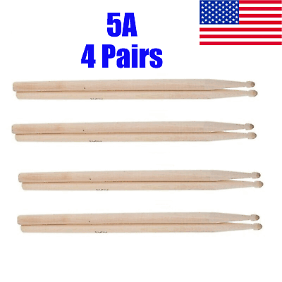 4 Pairs Sets 5A Drum Sticks Drumsticks Maple Wood Music Band Jazz Rock NEW $8.95