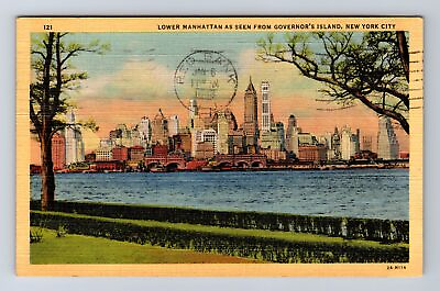 #ad New York City Lower Manhattan Governor#x27;s Island Antique Vintage c1943 Postcard $7.99