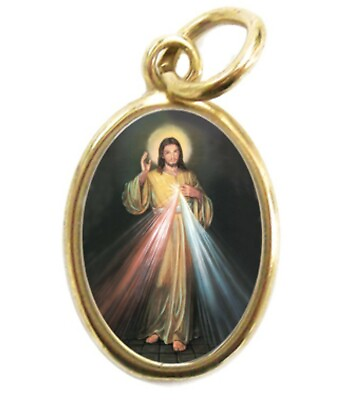 #ad Gold Divine Mercy Photo Pendant Made in Italy I.25 inch Ht $6.99