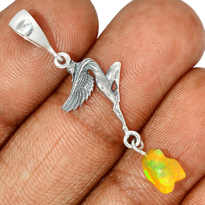 #ad Fairy Natural Ethiopian Opal Rough 925 Sterling Silver Pendant Jewelry CP13742 $14.99