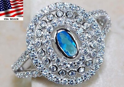 #ad 1CT Aquamarine amp; Topaz 925 Solid Sterling Silver Ring Jewelry Sz 6 LB1 9 $32.99