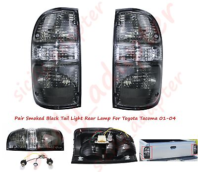 #ad Black Smoked Pair Tail Light Rear Lamp For Toyota Tacoma 01 04 Pickup W Bulb US $41.29