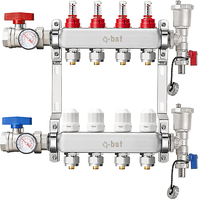 #ad ABST PEX Manifold4 Branch Stainless Steel Floor Heat Manifold Kit with 1 2quot; Ada $180.99