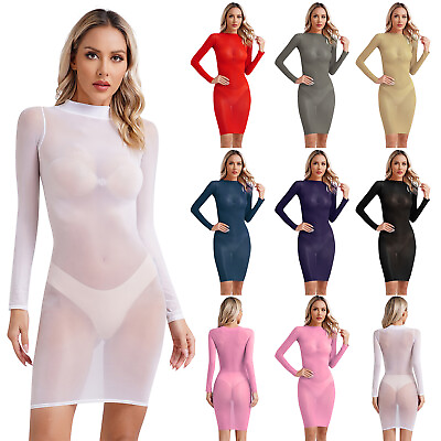 #ad Womens Nightwear Sexy Dress Clubwear Bodycon Mini Tempting Round Neck Lingerie $6.50