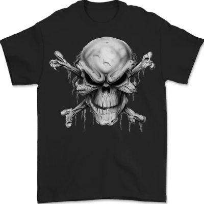 #ad Menacing Demon Skull Mens T Shirt 100% Cotton GBP 8.49
