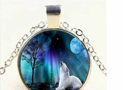 #ad WOLF MOON HOWL SKY pendant Sterling Silver 925 plated 20quot; necklace gift female $19.89