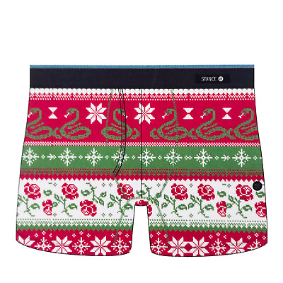 #ad Stance Boys Red Poly Blend Lightweight Holiday Sweater Snake Boxer Brief M 8 10 $16.46