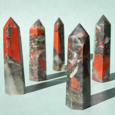 #ad African Bloodstone Tower Point Obelisk Healing Crystal Reiki Meditation Decor $14.80