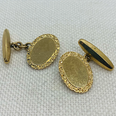 #ad Vintage Style Gold Cufflinks Oval GBP 325.00