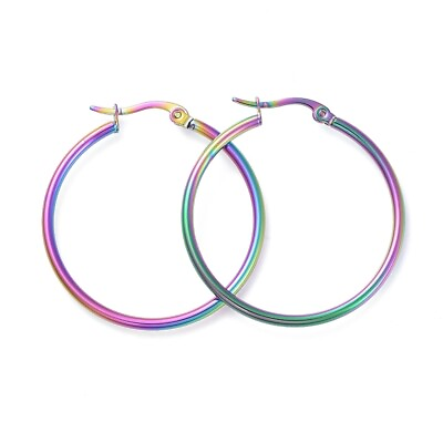 #ad 304 Stainless Steel Hoop Earrings Ring Multi 35.5x2mm pin 0.6x1mm P337 $8.99