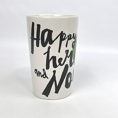 #ad Starbucks Happy Here and Now White Green Coffee Mug 2014 Cup Collectible 16 oz $7.99