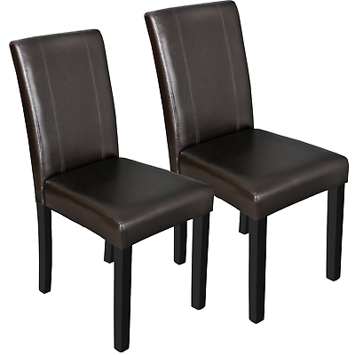 36quot;Set of 2 Dining Parson Chair Brown Leather Elegant Backrest Contemporary Room $82.58