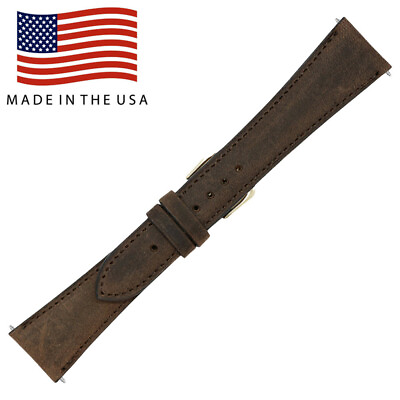 #ad 20mm Brown Vintage Genuine Leather LONG Watch Strap MADE IN THE USA FBA V H $19.95