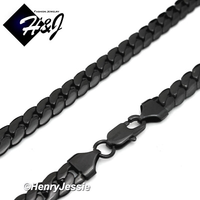 #ad 16quot; 40quot;MEN Stainless Steel 8mm Black Plated Miami Cuban Curb Chain Necklace*B155 $23.99