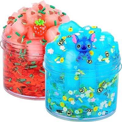 #ad Slime Kit 2 Pack Jelly Cube Crunchy Slime Non Sticky Soft Sludge Toy Gifts $8.07