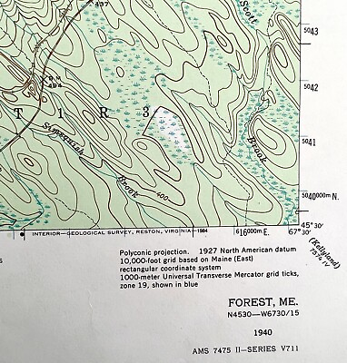 #ad Map Forest Maine 1940 Topographic Geological Survey 1:62500 22 x 18quot; TOPO2 $44.99