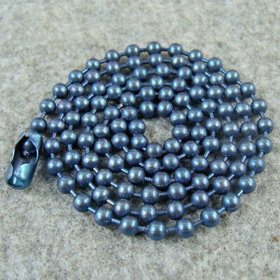 #ad Pure Titanium Anti allergy Necklace 3mm Ti Ball Chain Bead Chain Blue Color $18.99
